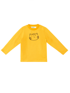 Cute Cat Baby Boy Mustard T-shirt and Pants Set - 4