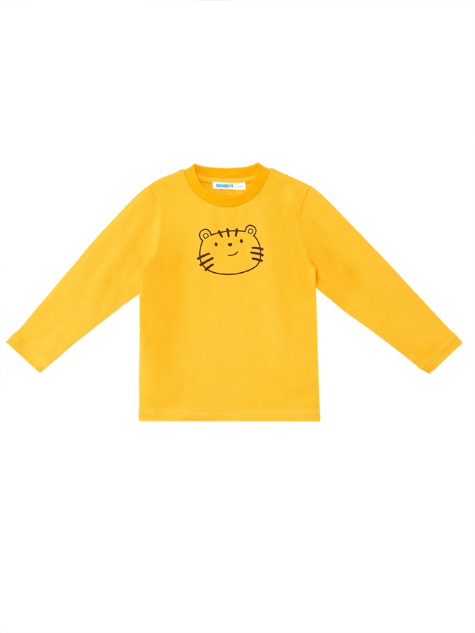 Cute Cat Baby Boy Mustard T-shirt and Pants Set - 5