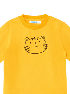 Cute Cat Baby Boy Mustard T-shirt and Pants Set - 7