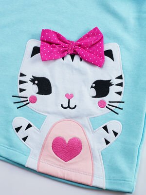 Cute Cat Blue Girl Dress