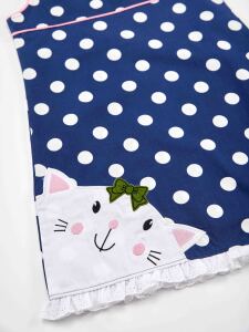 Cute Cat Girl Dotted Poplin Dress - 5