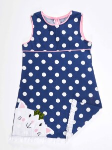 Cute Cat Girl Dotted Poplin Dress - 4