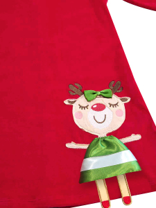 Cute Deer Girl Red Velvet Xmas Dress - 5