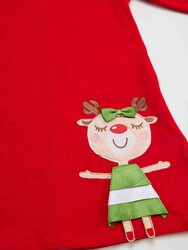 Cute Deer Girl Red Velvet Xmas Dress - Thumbnail