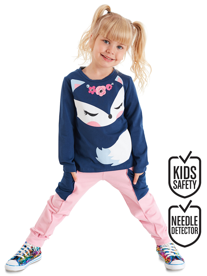 Cute Fox Kız Çocuk Rahat T-shirt Pantolon Takım - 1