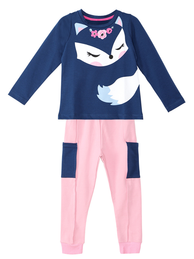 Cute Fox Kız Çocuk Rahat T-shirt Pantolon Takım - 3