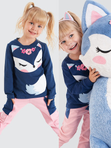 Cute Fox Kız Çocuk Rahat T-shirt Pantolon Takım - Denokids
