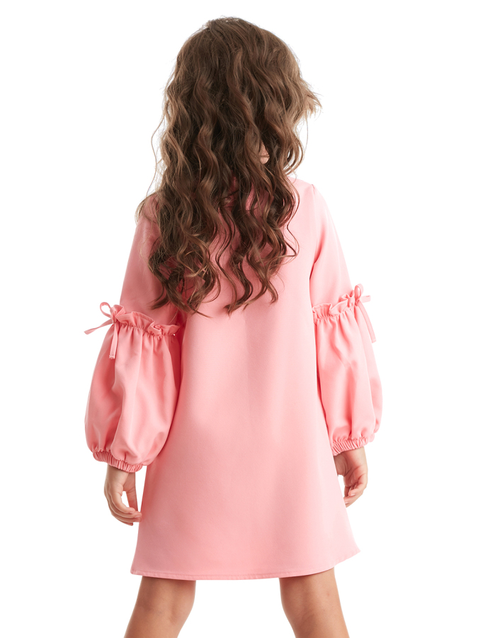 Pembe Cute Friends Kız Çocuk Dokuma Balon Kol Kışlık Elbise - 2