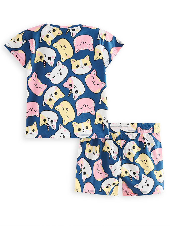 Cute Kitties Girl T-shirt&Shorts Set - 4