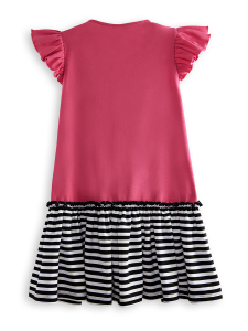 Cute Kitty Girl Cotton Pink Dress - 3