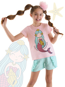 Cute Mermaid Girl T-shirt&Shorts Set - 1