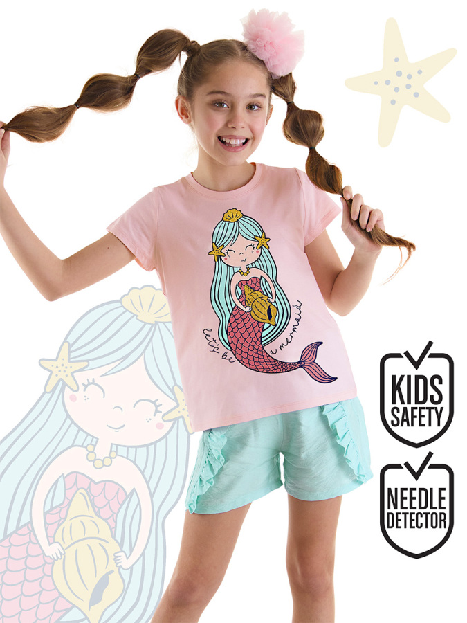 Cute Mermaid Girl T-shirt&Shorts Set - 1