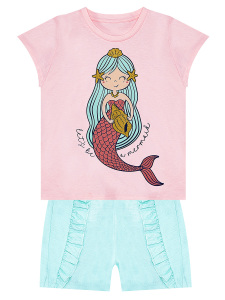 Cute Mermaid Girl T-shirt&Shorts Set - 3