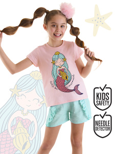 Cute Mermaid Girl T-shirt&Shorts Set - MSHB&G