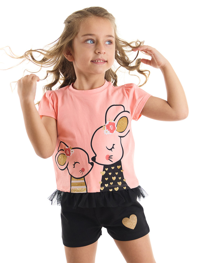 Cute Mice Girl Crop-top&Shorts Set - 1
