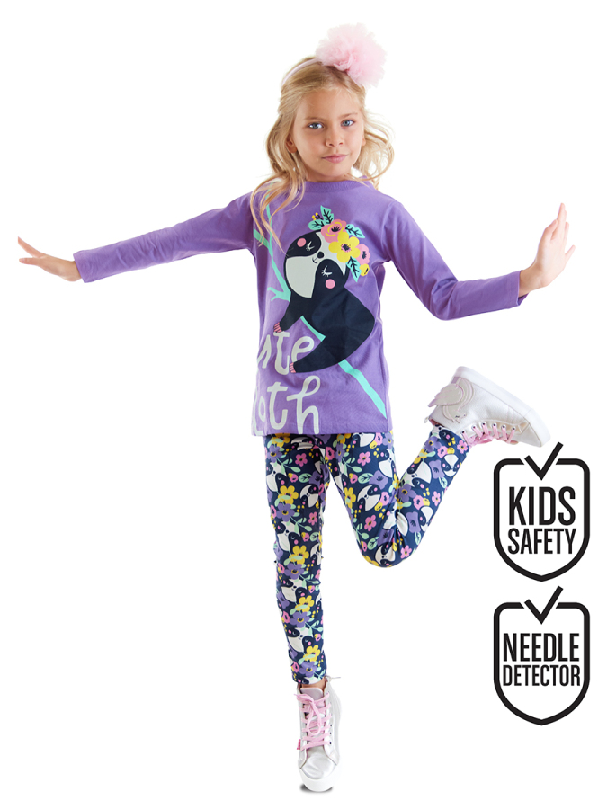 Cute Sloth Girl Lilac T-shirt and Leggings Set - 1