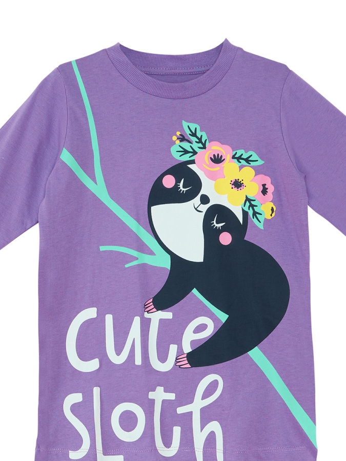 Cute Sloth Girl Lilac T-shirt and Leggings Set - 9