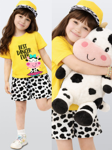 Kız Çocuk Takım Sarı T-shirt Şort Takım İlkbahar Yaz 2-7 Yaş - Denokids