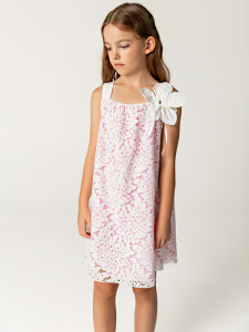 Dantel Pembe Pamuk Astarlı Askılı Kız Çocuk Elbise - SheShe