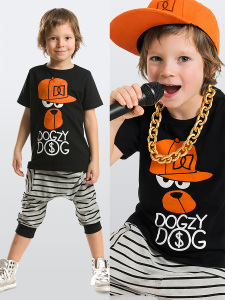 DD Hiphop Erkek Çocuk T-shirt Kapri Şort Takım - 1