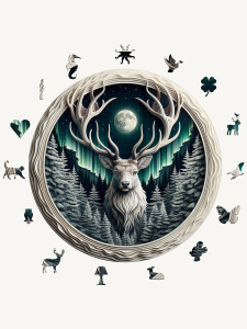 Deer&Moon- 39 Cm X 39 Cm Yapboz - NcPuzzles