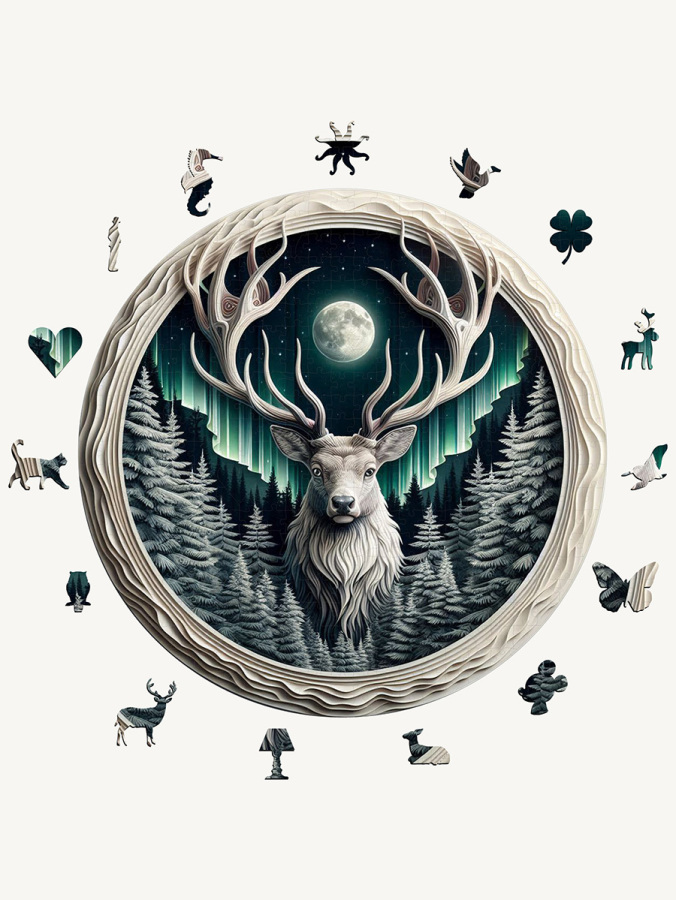 Deer&Moon- 39 Cm X 39 Cm Yapboz - 1