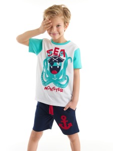 Deniz Canavarı Erkek Çocuk T-shirt Şort Takım - Denokids