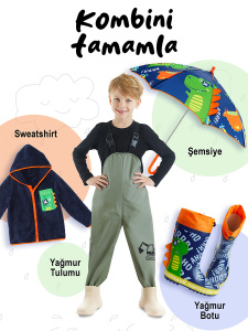 Digger Boy Khaki Waterproof Puddlesuit Dungarees - 3