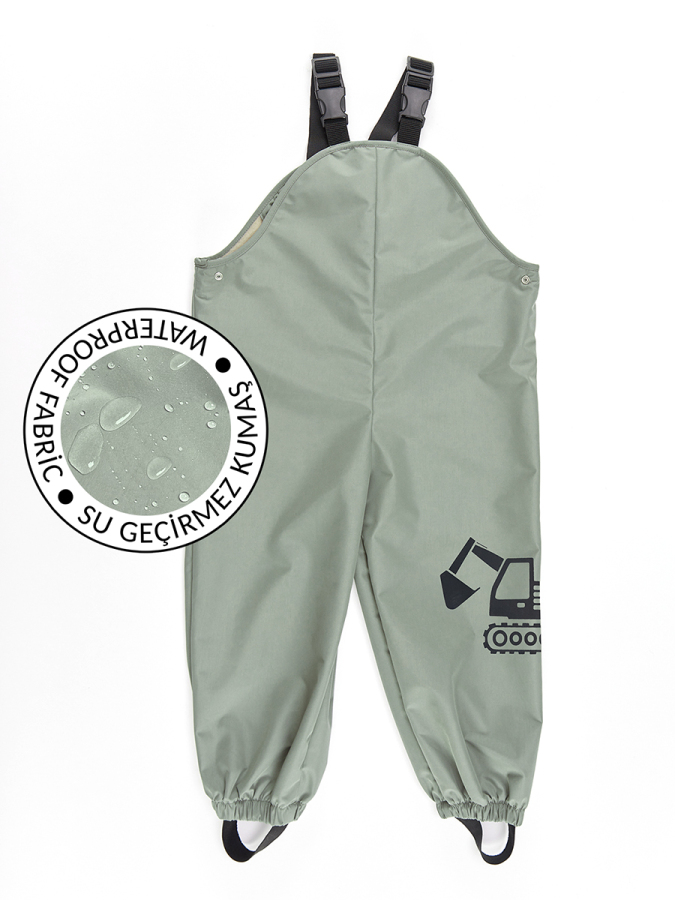 Digger Boy Khaki Waterproof Puddlesuit Dungarees - 4