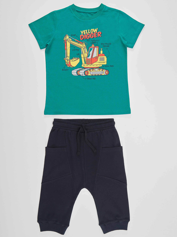 Digger Green Boy T-shirt&Capri Set - 3