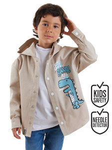 Dino Boy Gabardine Beige Shirt - Denokids