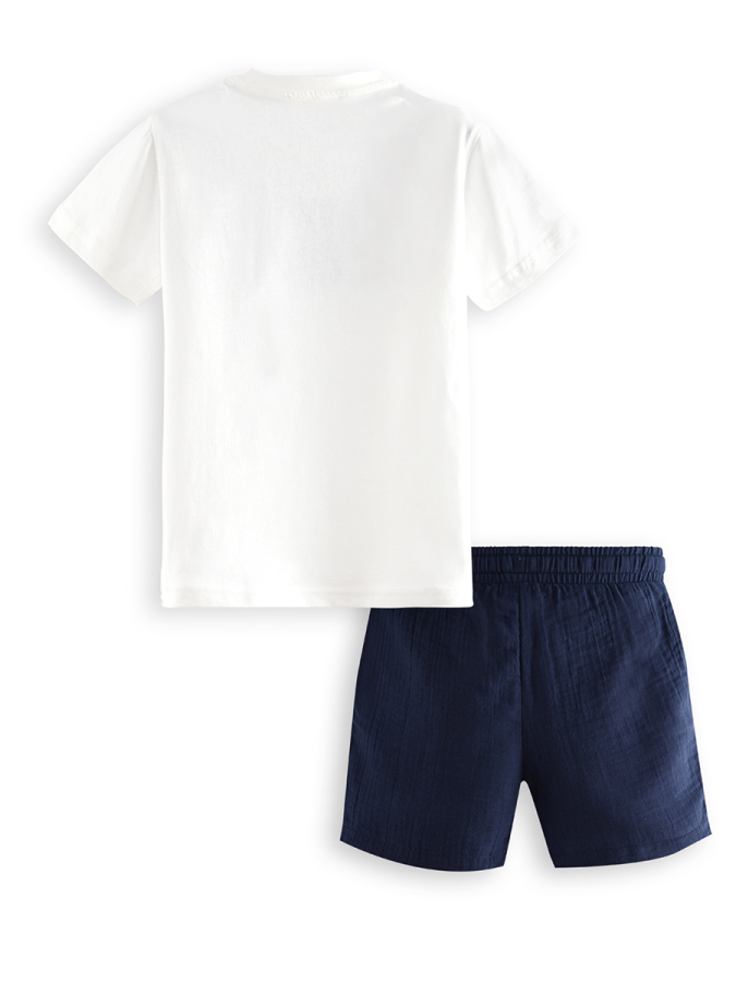 Dino Boy T-shirt&Muslin Shorts Set - 4