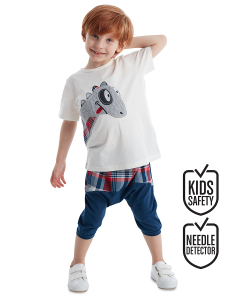Dino Checked Baggy Set - Denokids