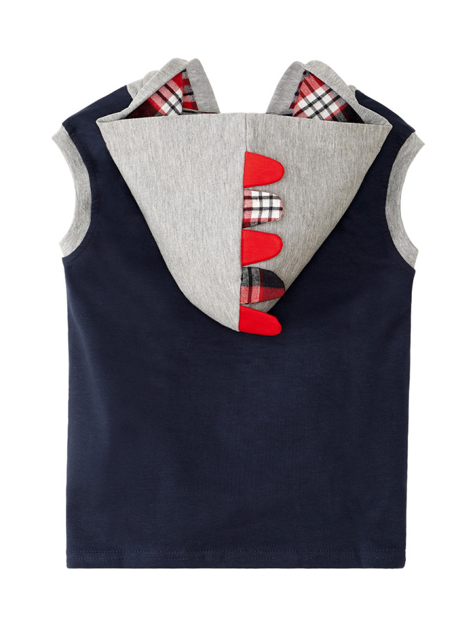 Dino Erkek Çocuk Kolsuz Yelekli Kapüşonlu Eşofman Takım - 6