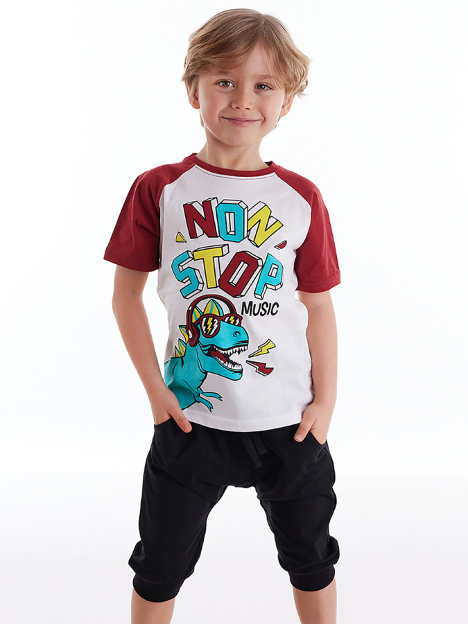Dino Music Erkek Çocuk T-shirt Kapri Şort Takım - 1