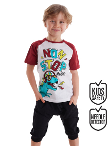 Dino Music Erkek Çocuk T-shirt Kapri Şort Takım - MSHB&G