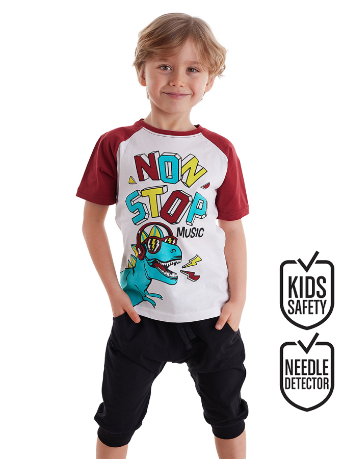 Dino Music Erkek Çocuk T-shirt Kapri Şort Takım - 1
