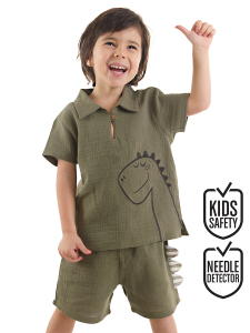 Dino Muslin Boy Shirt&Shorts Set - Denokids