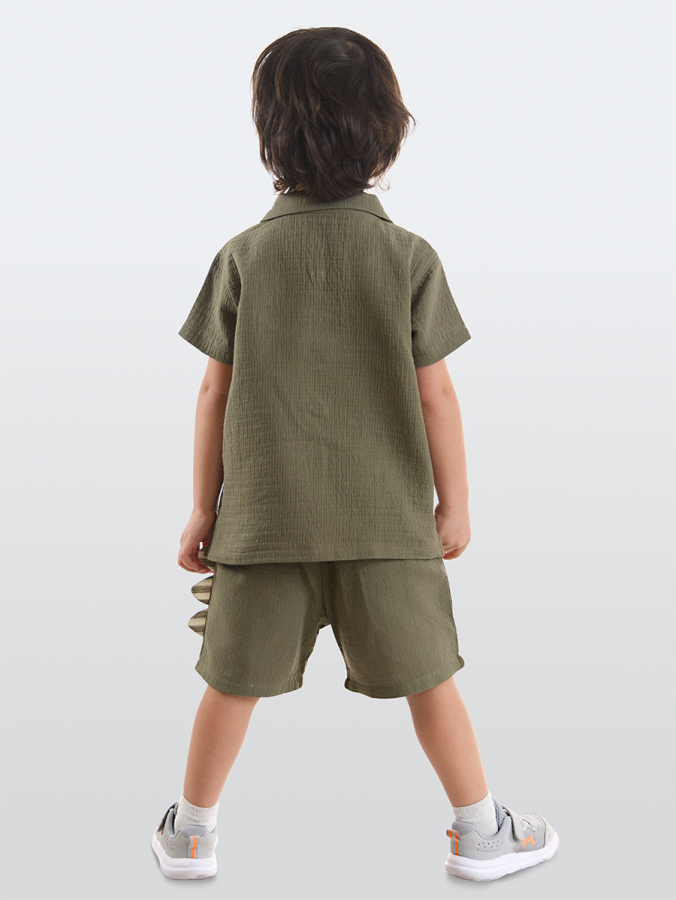 Dino Muslin Boy Shirt&Shorts Set - 3
