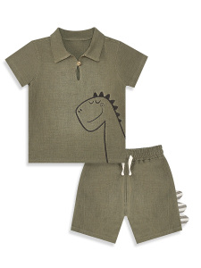 Dino Muslin Boy Shirt&Shorts Set - 5