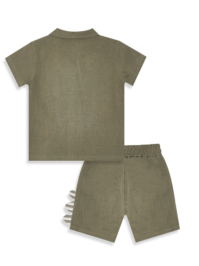 Dino Muslin Boy Shirt&Shorts Set - 6