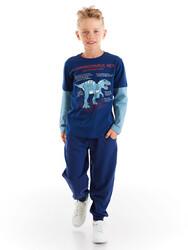 Dino Rex Boy T-shirt&Pants Set - Thumbnail