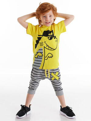 Dino Striped Boy T-shirt&Baggy Set