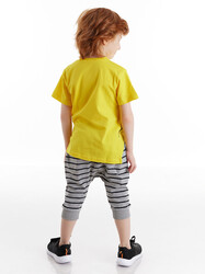 Dino Striped Boy T-shirt&Baggy Set - Thumbnail