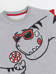 Dino&Candy Grey Boy Sweatshirt - Thumbnail