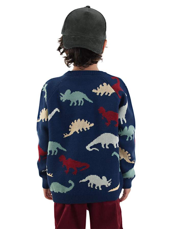 Dinos Boy Knit Navy Jumper - 2