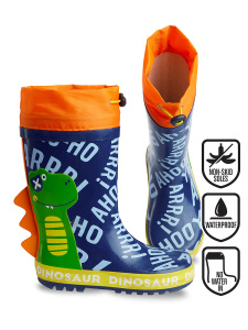 Dinosaur Boy Navy Blue Rain Boots - Denokids