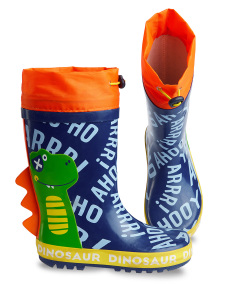 Dinosaur Boy Navy Blue Rain Boots - 1
