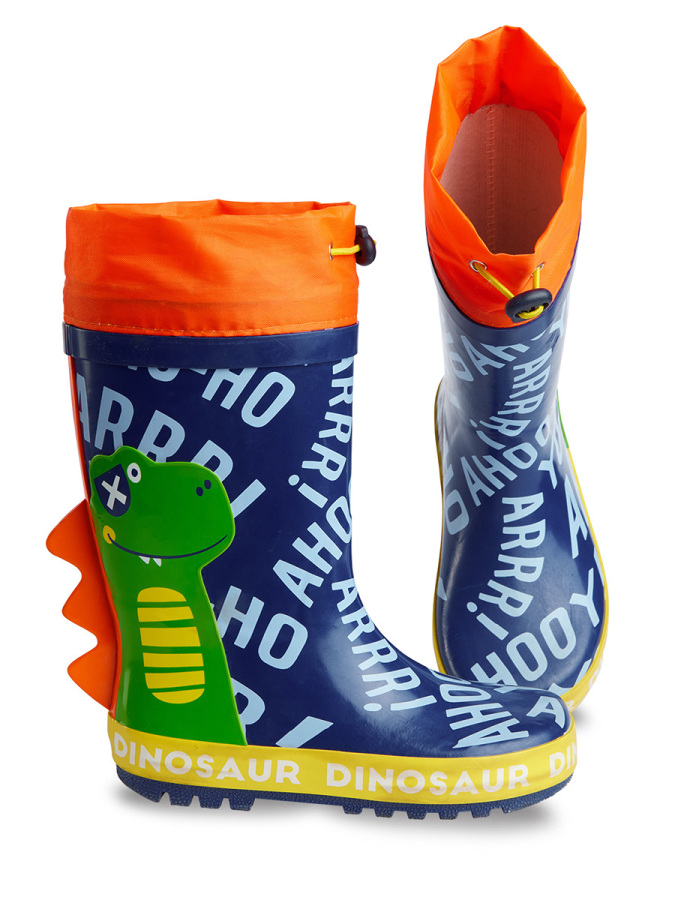 Dinosaur Boy Navy Blue Rain Boots - 1