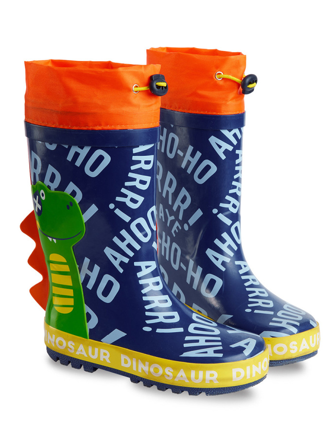 Dinosaur Boy Navy Blue Rain Boots - 3